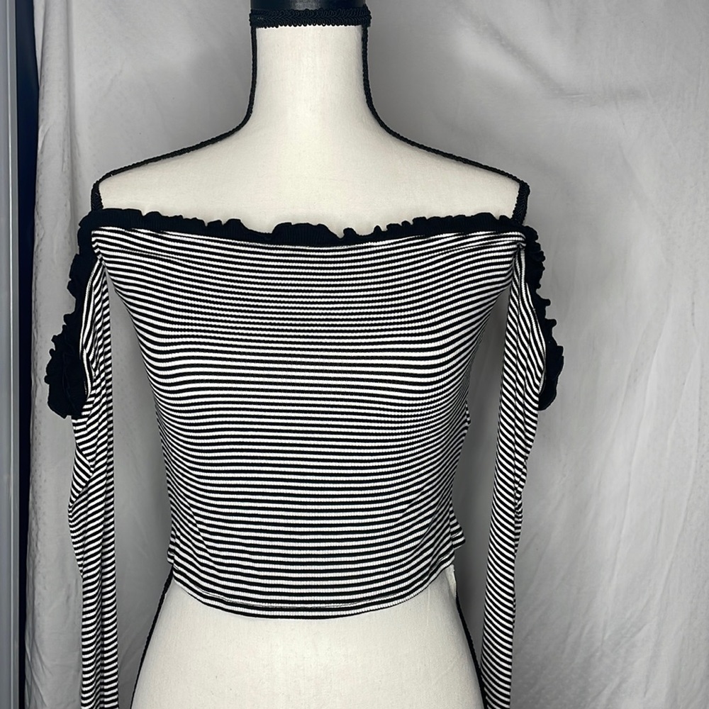 Forever 21 off the shoulder stripped long sleeve